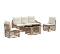 vidaXL Conjunto de sofás de jardín 6 uds. Beige y Blanco Crema