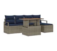 vidaXL Conjunto de sofás de jardín 6 uds. Gris y Marino