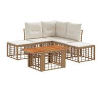 vidaXL Conjunto de sofás de jardín 6 uds. Natural y Crema