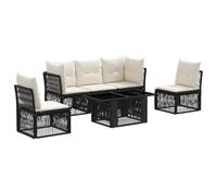 vidaXL Conjunto de sofás de jardín 6 uds. Negro ratán sintético