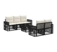 vidaXL Conjunto de sofás de jardín 6 uds. Negro ratán sintético