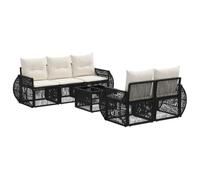 vidaXL Conjunto de sofás de jardín 6 uds. Negro ratán sintético