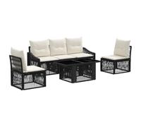 vidaXL Conjunto de sofás de jardín 6 uds. Negro y Blanco Crema