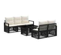 vidaXL Conjunto de sofás de jardín 6 uds. Negro y Blanco Crema