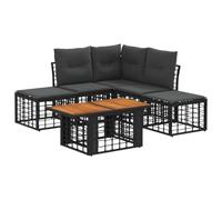 vidaXL Conjunto de sofás de jardín 6 uds. Negro y Gris Oscuro