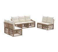 vidaXL Conjunto de sofás de jardín 7 pcs Beige ratán sintético, Juego de Muebles de jardín Moderno, Resistente a la Intemperie, sofá Modular, reposapiés Ajustables