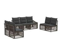 vidaXL Conjunto de sofás de jardín 7 pcs Gris ratán sintético, Juego de Muebles de jardín Moderno, Resistente a la Intemperie, sofá Modular, reposapiés Ajustables