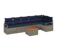 vidaXL Conjunto de sofás de jardín 7 pcs Gris ratán sintético, Sofá de jardín Moderno, Modular, Duradero y Ligero, Resistente a UV, Ideal para Relajarse en Patio o Exterior
