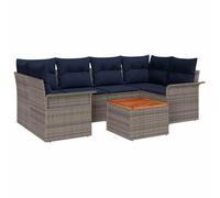vidaXL Conjunto de sofás de jardín 7 pcs Gris y Azul Marino, Muebles modulares para jardín y terraza, sofá cómodo, área Lounge Resistente, Asientos Elegantes para Exteriores