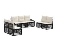 vidaXL Conjunto de sofás de jardín 7 pcs Negro ratán sintético, Juego de Muebles de jardín Moderno, Resistente a la Intemperie, sofá Modular, reposapiés Ajustables