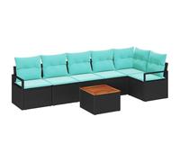 vidaXL Conjunto de sofás de jardín 7 pcs Negro ratán sintético, Sofá de jardín Moderno, Modular, Duradero y Ligero, Resistente a UV, Ideal para Relajarse en Patio o Exterior