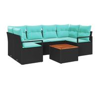 vidaXL Conjunto de sofás de jardín 7 pcs Negro ratán sintético, Sofá Modular Ligero y Duradero para jardín, Mueble Exterior para un Patio Moderno y vibras veraniegas