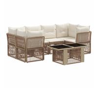 vidaXL Conjunto de sofás de jardín 7 uds. Beige ratán sintético