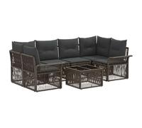 vidaXL Conjunto de sofás de jardín 7 uds. Gris ratán sintético