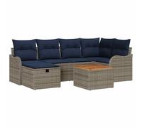 vidaXL Conjunto de sofás de jardín 7 uds. Gris ratán sintético