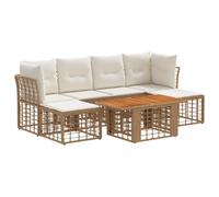 vidaXL Conjunto de sofás de jardín 7 uds. Natural y Crema