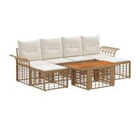vidaXL Conjunto de sofás de jardín 7 uds. Natural y Crema