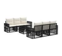 vidaXL Conjunto de sofás de jardín 7 uds. Negro ratán sintético