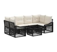 vidaXL Conjunto de sofás de jardín 7 uds. Negro ratán sintético