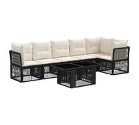 vidaXL Conjunto de sofás de jardín 7 uds. Negro ratán sintético
