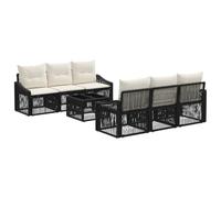 vidaXL Conjunto de sofás de jardín 7 uds. Negro ratán sintético