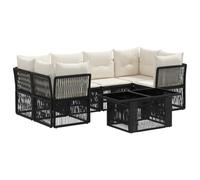 vidaXL Conjunto de sofás de jardín 7 uds. Negro ratán sintético