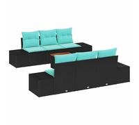 vidaXL Conjunto de sofás de jardín 7 uds. Negro ratán sintético | Cojines suaves para relajarte, Mezcla y combina como quieras, Materiales duraderos para disfrutar al aire libre