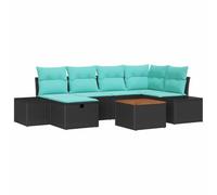 vidaXL Conjunto de sofás de jardín 7 uds. Negro ratán sintético | Configúralo como quieras, Sin preocupaciones por daño UV, Solo un trapo húmedo y listo