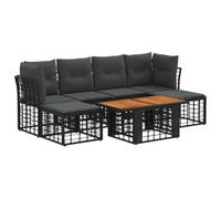 vidaXL Conjunto de sofás de jardín 7 uds. Negro y Gris Oscuro