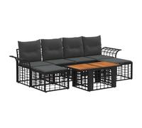 vidaXL Conjunto de sofás de jardín 7 uds. Negro y Gris Oscuro