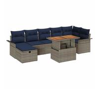 vidaXL Conjunto de sofás de jardín 8 pcs Gris ratán sintético, Set de Sofá Modular para Jardín y Terraza, Materiales Resistentes al Sol, Muebles de Exterior con Compartimentos de Almacenamiento