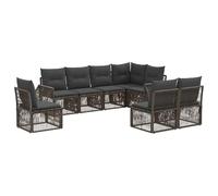 vidaXL Conjunto de sofás de jardín 8 pcs Gris y Gris Oscuro, Muebles de Exterior Ajustables, sofá Modular Moderno, Asientos con Cojines Resistentes al Clima, Ideal para Patio