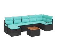vidaXL Conjunto de sofás de jardín 8 pcs Negro ratán sintético, Juego de Sofás Moderno para Jardín y Terraza, Muebles Resistentes y Ligeros para tu Patio Estiloso