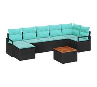 vidaXL Conjunto de sofás de jardín 8 pcs Negro ratán sintético, Sofá de jardín Moderno, Resistente, Ligero, Modular, a Prueba de UV, ¡el Mueble Exteriores