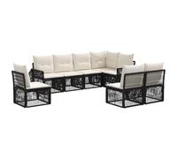 vidaXL Conjunto de sofás de jardín 8 pcs Negro y Blanco Crema, Muebles de Exterior Ajustables, sofá Modular Moderno, Asientos con Cojines Resistentes al Clima, Ideal para Patio