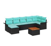 vidaXL Conjunto de sofás de jardín 8 pcs Negro y Turquesa, Sofá Modular Moderno para jardín y terraza, Materiales Resistentes a los Rayos UV, Ideal para Lounge y Patio