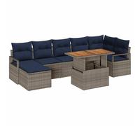 vidaXL Conjunto de sofás de jardín 8 uds. Gris ratán sintético, Sofa Modular Ligero y Resistente a UV para jardín y terraza, Mesa Ajustable, Conjunto de Muebles