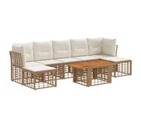 vidaXL Conjunto de sofás de jardín 8 uds. Natural y Crema
