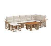 vidaXL Conjunto de sofás de jardín 8 uds. Natural y Crema