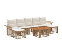 vidaXL Conjunto de sofás de jardín 8 uds. Natural y Crema