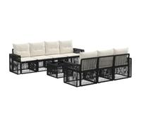 vidaXL Conjunto de sofás de jardín 8 uds. Negro ratán sintético