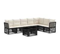 vidaXL Conjunto de sofás de jardín 8 uds. Negro ratán sintético