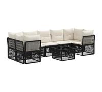 vidaXL Conjunto de sofás de jardín 8 uds. Negro ratán sintético