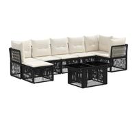 vidaXL Conjunto de sofás de jardín 8 uds. Negro ratán sintético