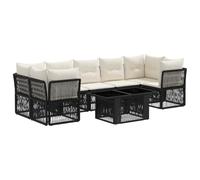 vidaXL Conjunto de sofás de jardín 8 uds. Negro ratán sintético
