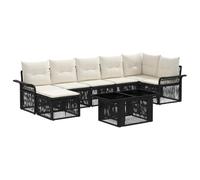 vidaXL Conjunto de sofás de jardín 8 uds. Negro y Blanco Crema
