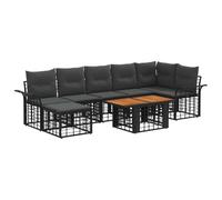 vidaXL Conjunto de sofás de jardín 8 uds. Negro y Gris Oscuro