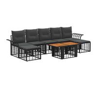 vidaXL Conjunto de sofás de jardín 8 uds. Negro y Gris Oscuro