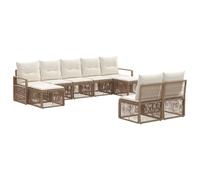 vidaXL Conjunto de sofás de jardín 9 pcs Beige ratán sintético, Sofá Moderno, Resistente al Clima, Mueble de Patio, diseño Modular, Lounge de jardín, Asiento en terraza, sofá Junto a la Piscina