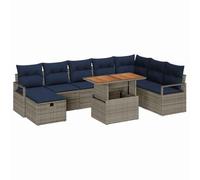 vidaXL Conjunto de sofás de jardín 9 pcs Gris ratán sintético, Muebles de jardín y terraza, Modernos, duraderos, modulares, Ligeros y con Almacenamiento práctico